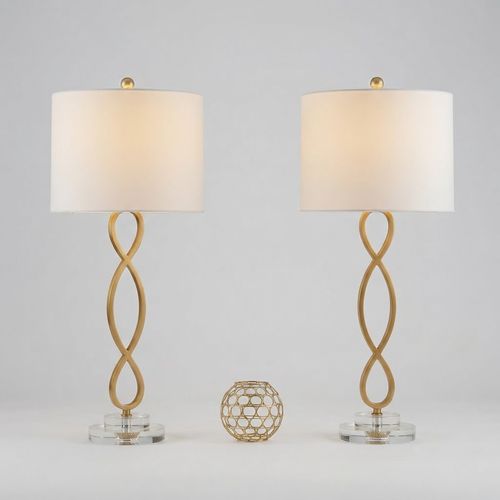 Maxax 30" Brass Gold Table Lamps Set of 2 for Living Room