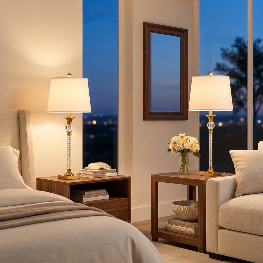Maxax Crystal Buffet Table Lamps Set of 2